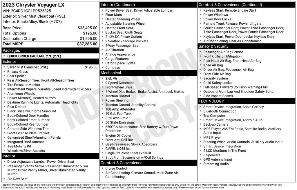 Used 2023 Chrysler Voyager LX FWD image 21
