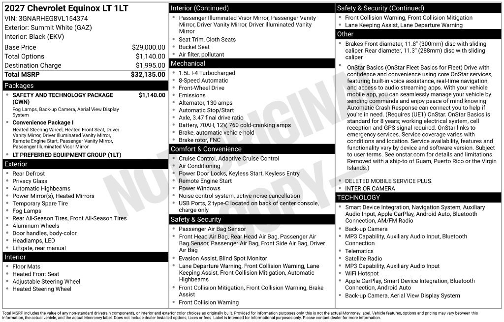 New 2027 Chevrolet Equinox LT w/ Safety and Technology Package FWD image 8
