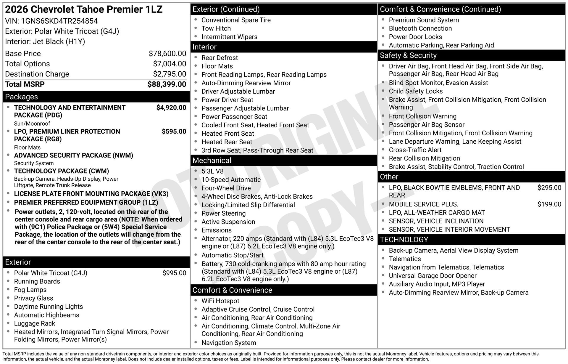 New 2026 Chevrolet Tahoe Premier AWD/4WD image 3