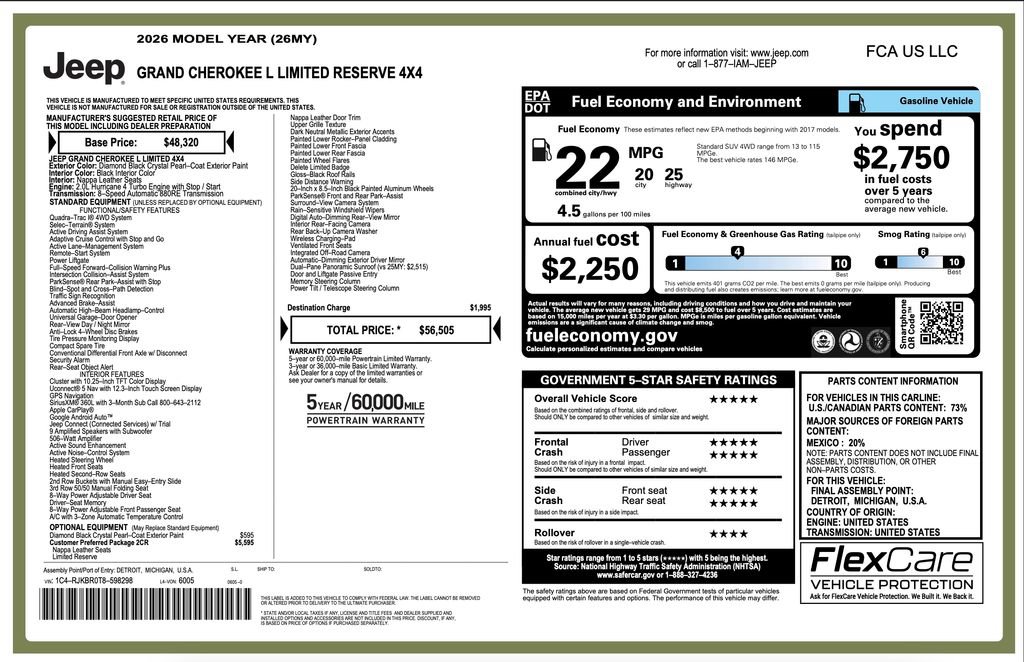 New 2026 Jeep Grand Cherokee L Limited AWD/4WD image 2