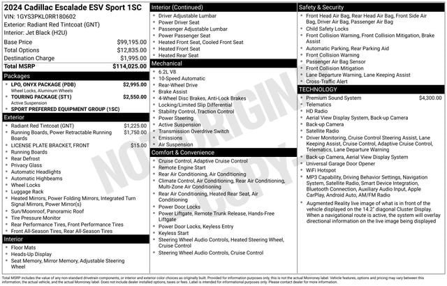 Certified 2024 Cadillac Escalade ESV Sport w/ LPO, ONYX Package RWD image 36