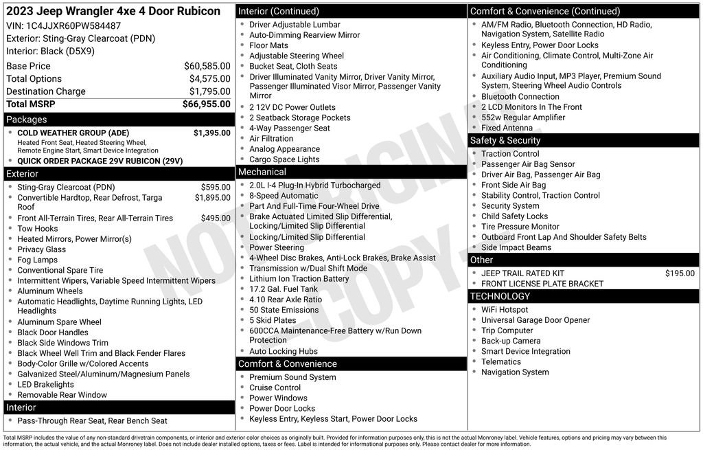Used 2023 Jeep Wrangler Unlimited Rubicon 4xe w/ Cold Weather Group AWD/4WD image 37