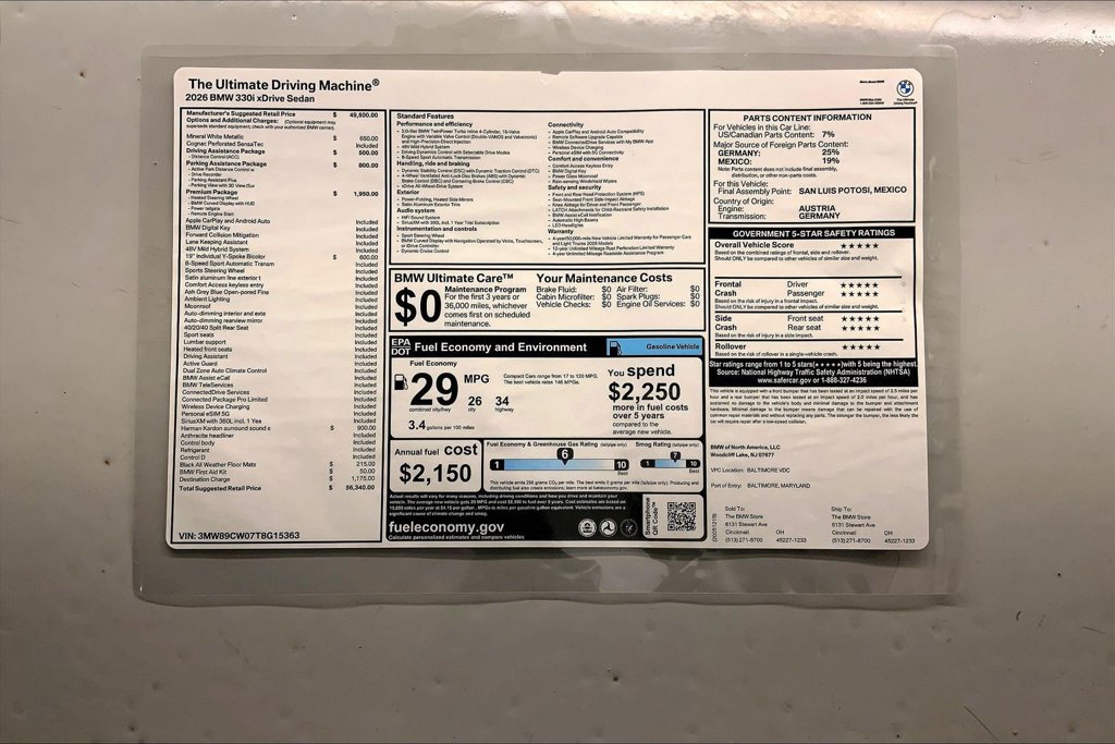 New 2026 BMW 330i xDrive Sedan w/ Premium Package AWD/4WD image 12