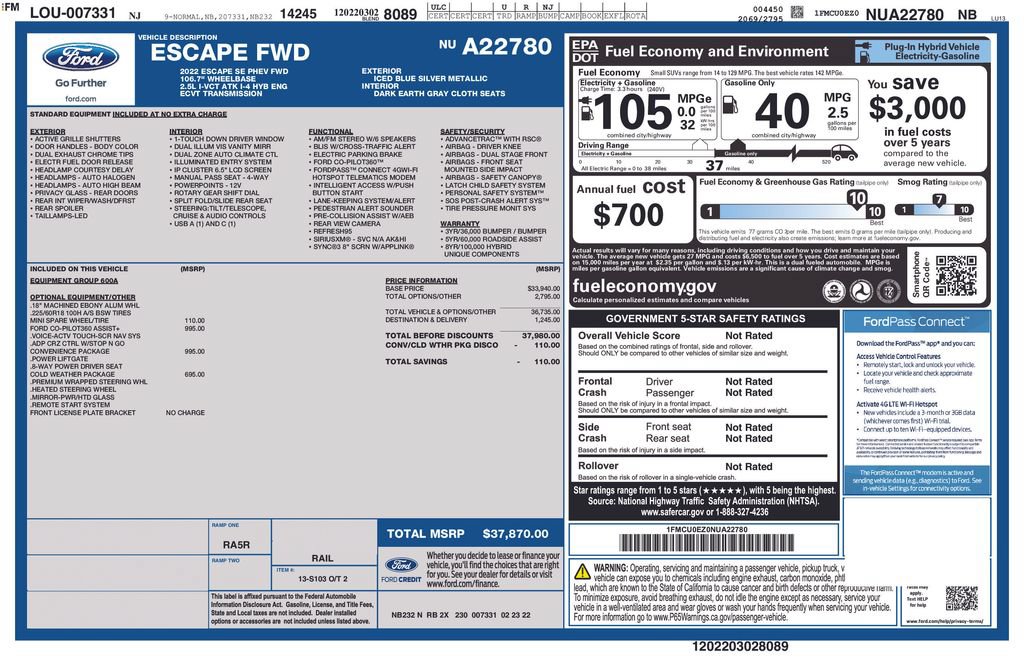 Used 2022 Ford Escape SE w/ Convenience Package FWD image 17