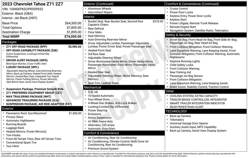 Used 2023 Chevrolet Tahoe Z71 w/ Z71 Off-Road Package image 29