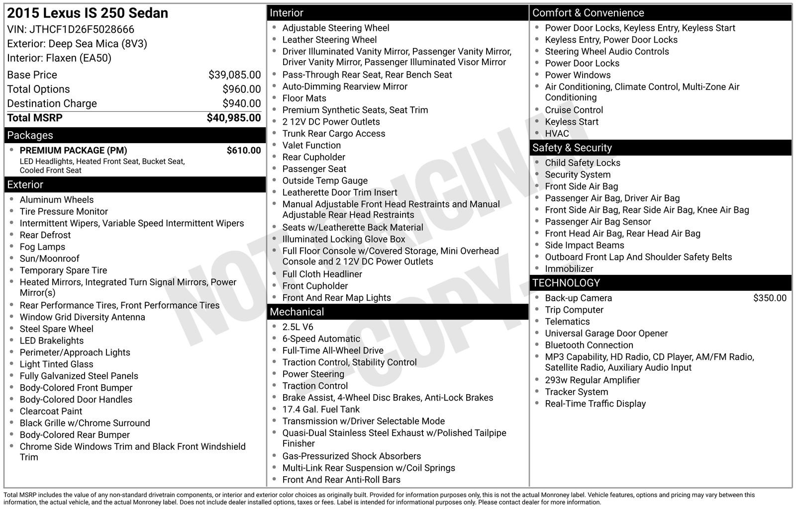 Used 2015 Lexus IS 250 AWD w/ Premium Package image 32