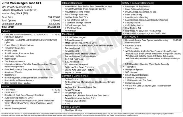 Certified 2023 Volkswagen Taos SEL AWD/4WD image 38