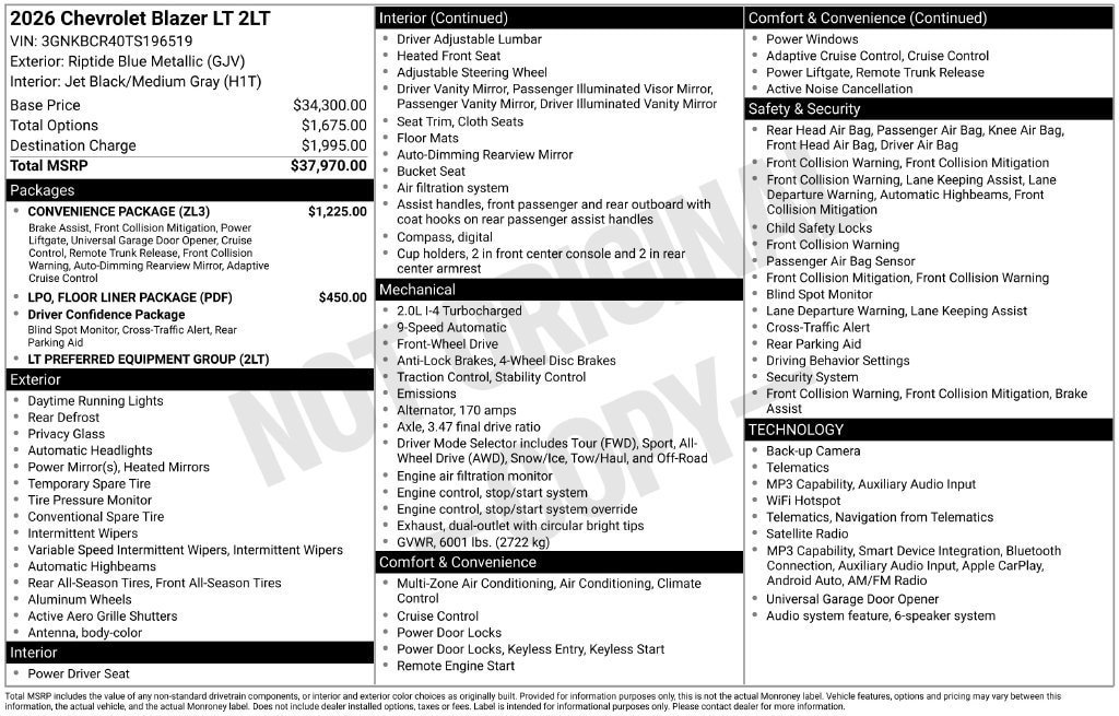 New 2026 Chevrolet Blazer LT w/ Convenience Package FWD image 11