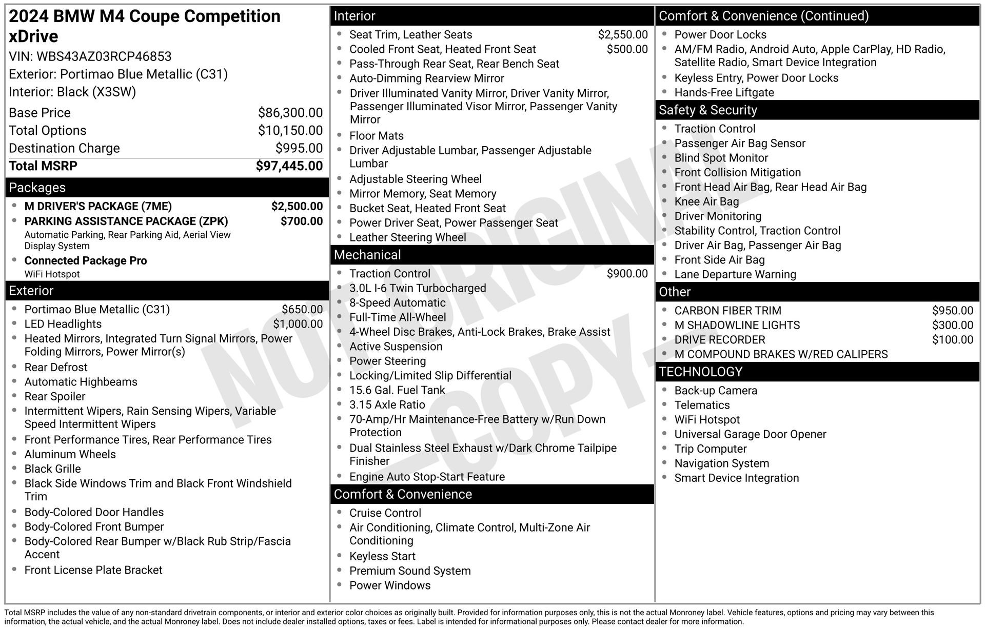 Used 2024 BMW M4 xDrive Competition w/ M Driver's Package AWD/4WD image 44
