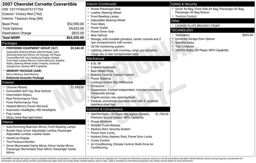 Used 2007 Chevrolet Corvette Convertible w/ Preferred Equipment Group RWD image 14
