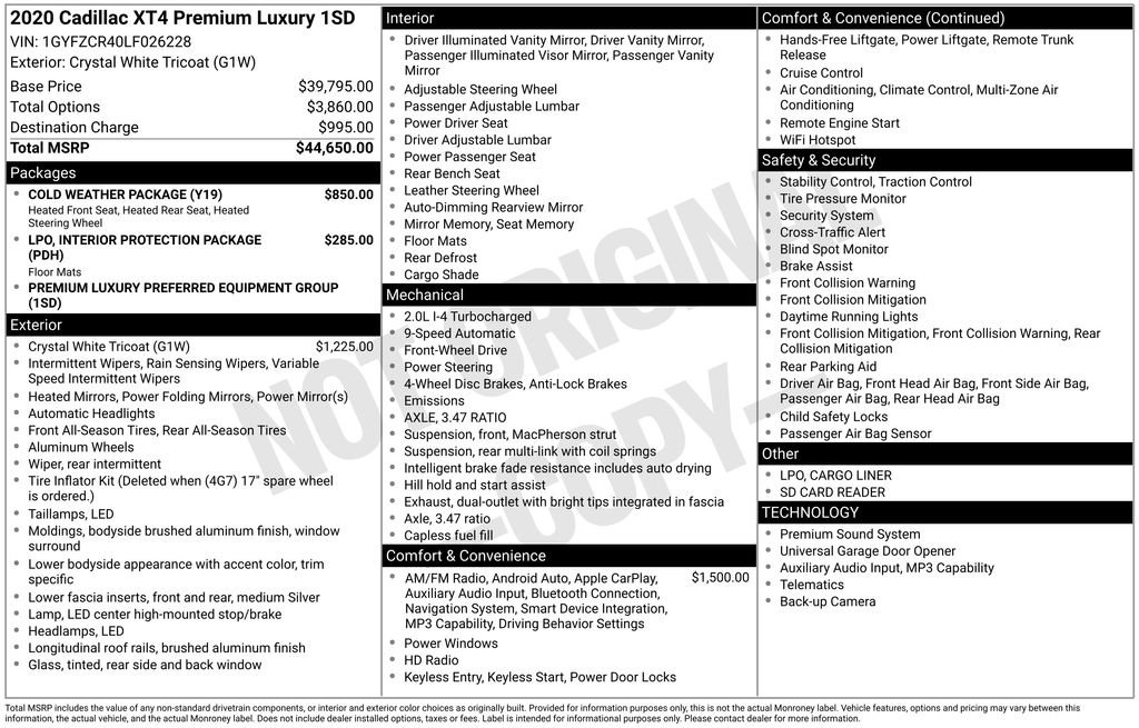 Used 2020 Cadillac XT4 Premium Luxury w/ Cold Weather Package FWD image 40