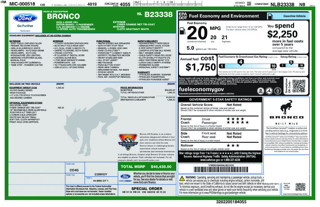 Used 2022 Ford Bronco Outer Banks AWD/4WD image 6