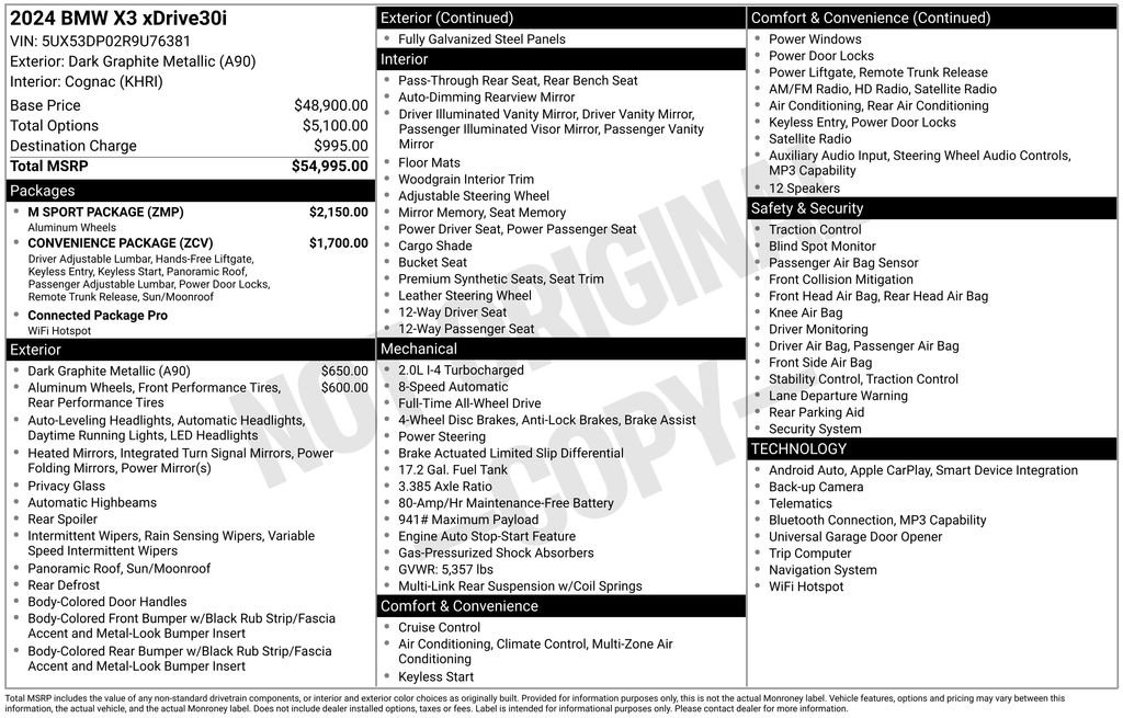 Used 2024 BMW X3 xDrive30i w/ M Sport Package image 34