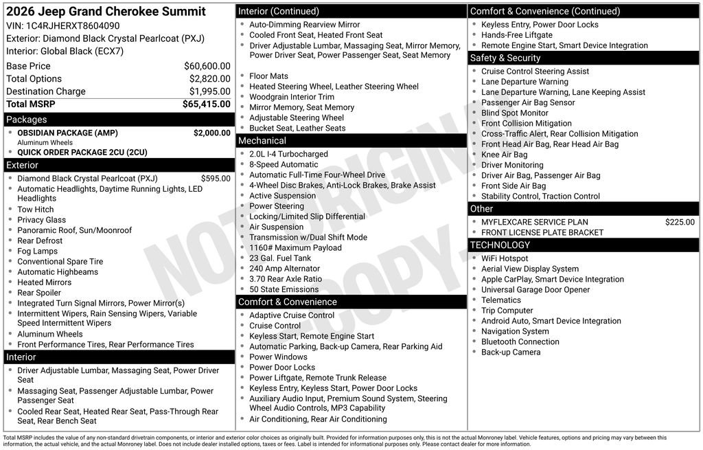 New 2026 Jeep Grand Cherokee Summit w/ Obsidian Package AWD/4WD image 41