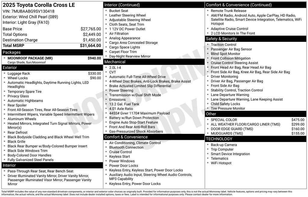 Certified 2025 Toyota Corolla Cross LE w/ Moonroof Package AWD/4WD image 27