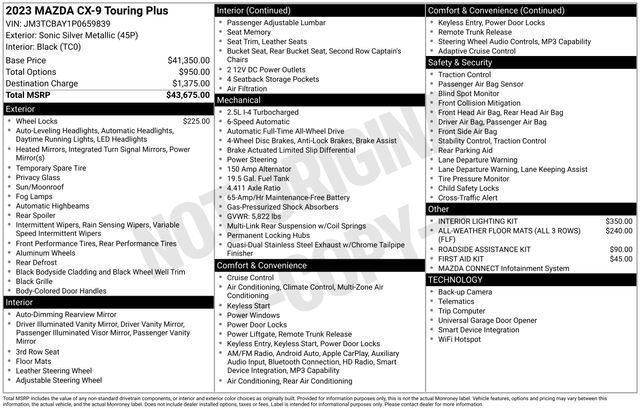 Certified 2023 MAZDA CX-9 Touring Plus AWD/4WD image 6
