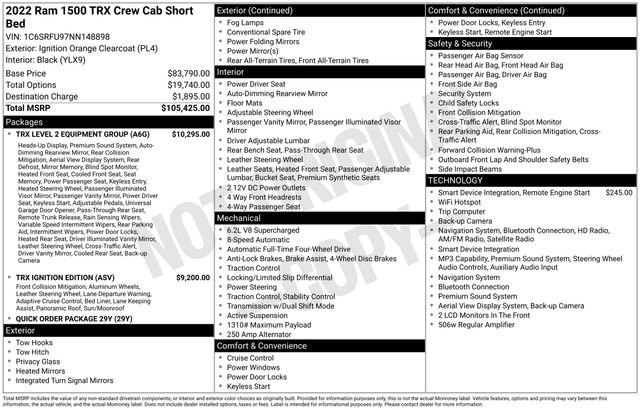Used 2022 RAM 1500 TRX w/ TRX Level 2 Equipment Group AWD/4WD image 22