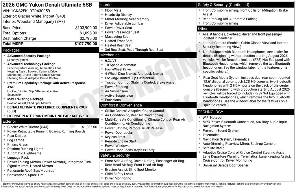 New 2026 GMC Yukon Denali Ultimate AWD/4WD image 22