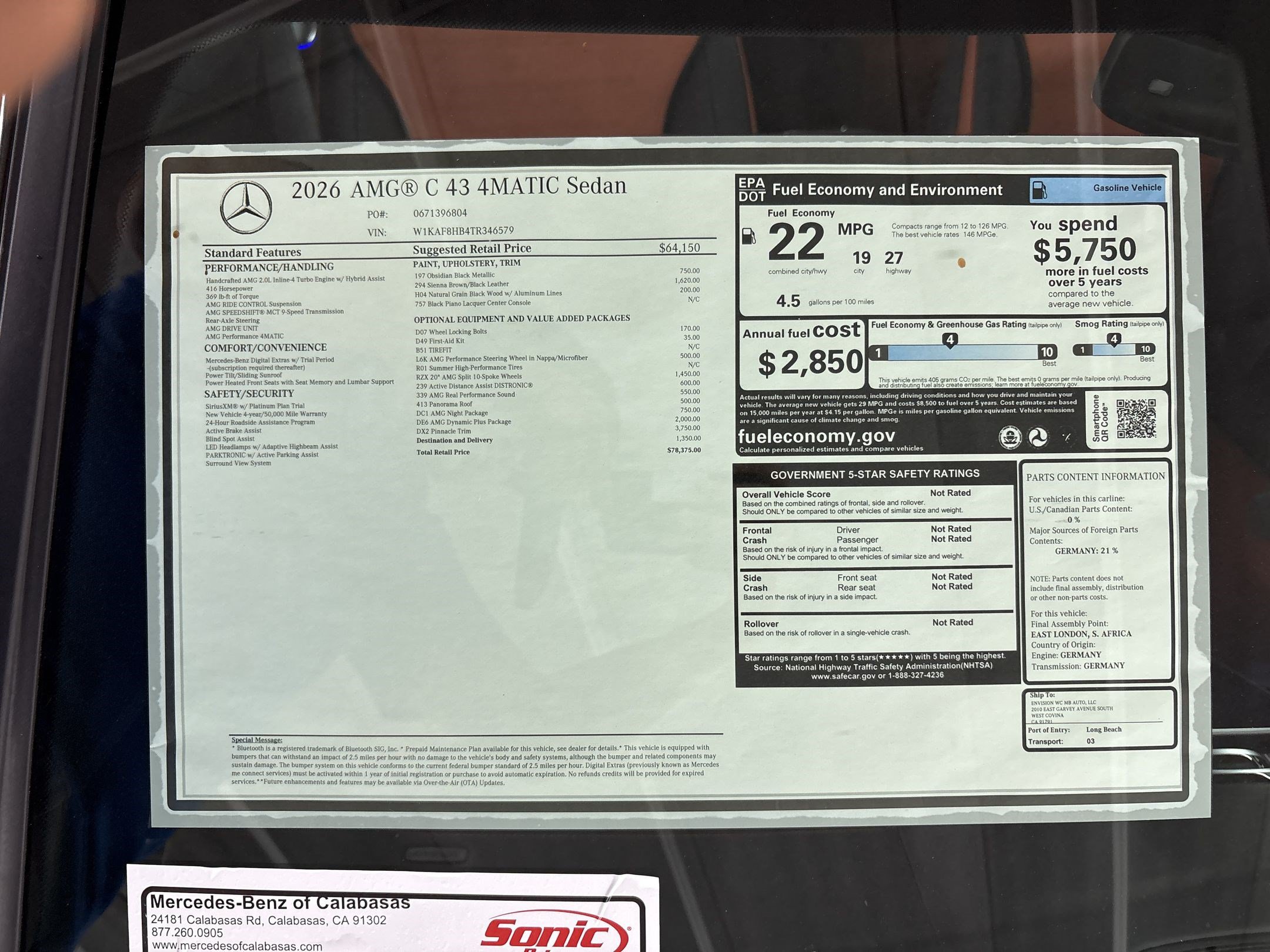 New 2026 Mercedes-Benz C 43 AMG 4MATIC Sedan image 31
