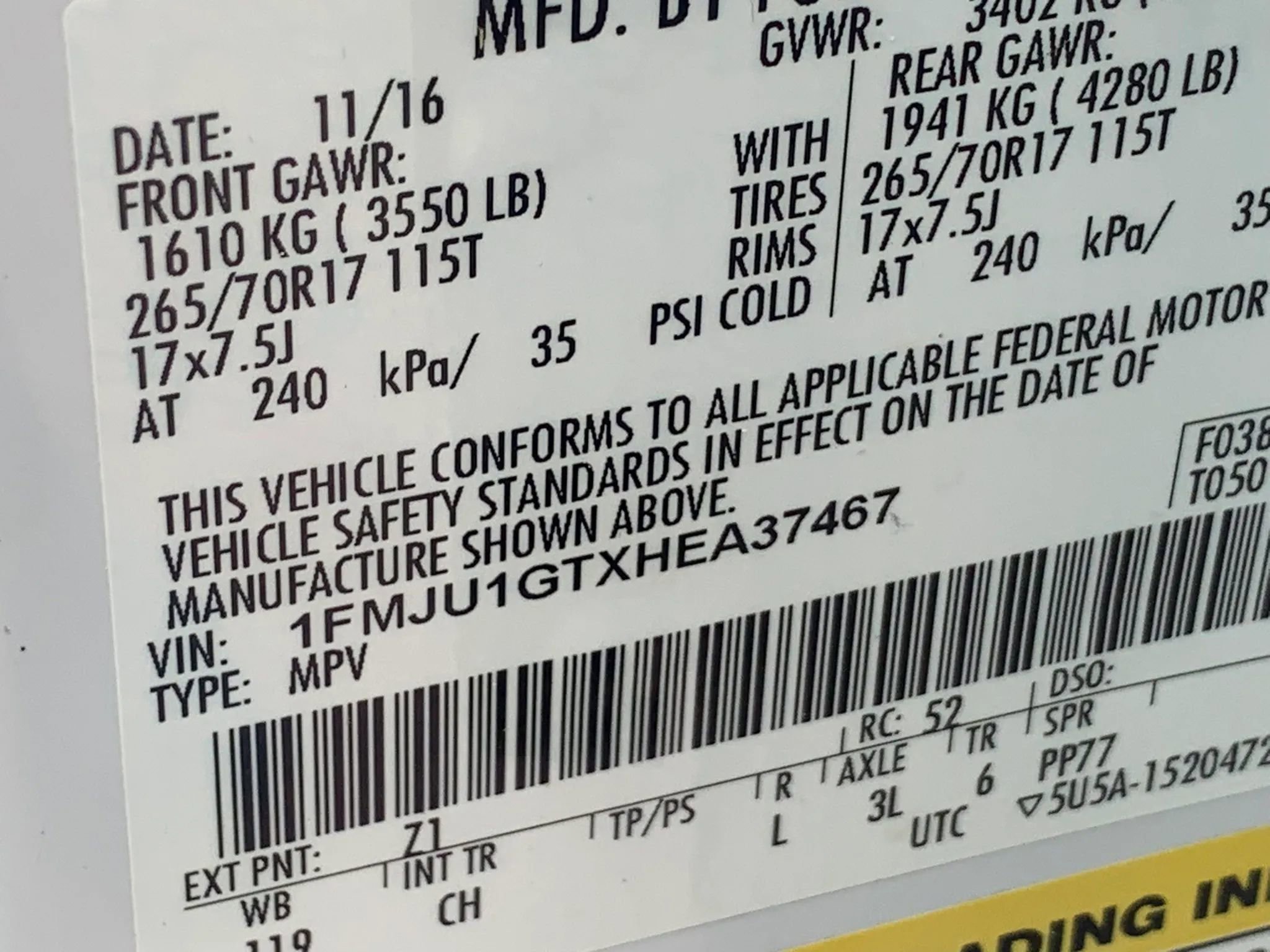 Used 2017 Ford Expedition XL w/ Fleet Convenience Package AWD/4WD image 34