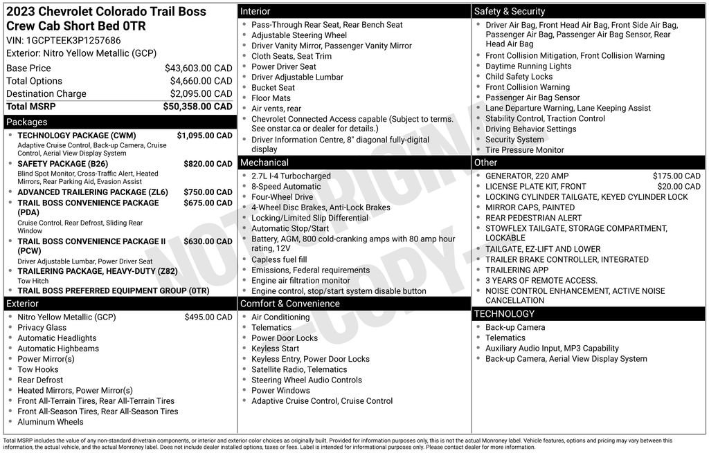 Used 2023 Chevrolet Colorado Trail Boss w/ Technology Package AWD/4WD image 27