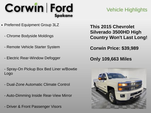 Used 2015 Chevrolet Silverado 3500 High Country w/ Duramax Plus Package image 12