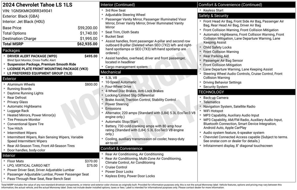 Used 2024 Chevrolet Tahoe LS w/ Driver Alert Package AWD/4WD image 2
