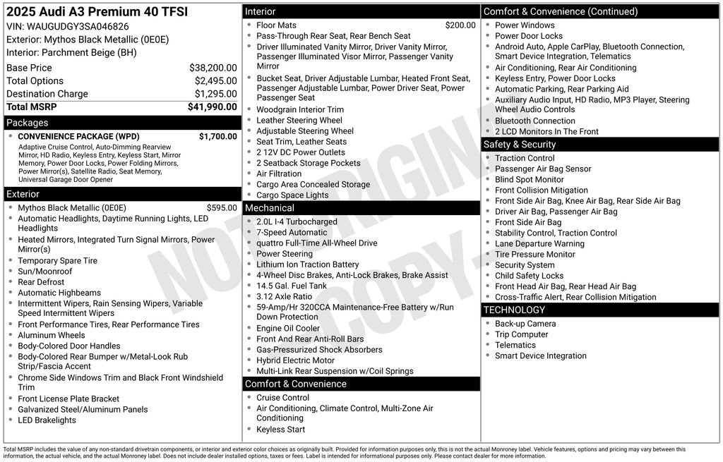 New 2025 Audi A3 2.0T Premium w/ Convenience Package image 74