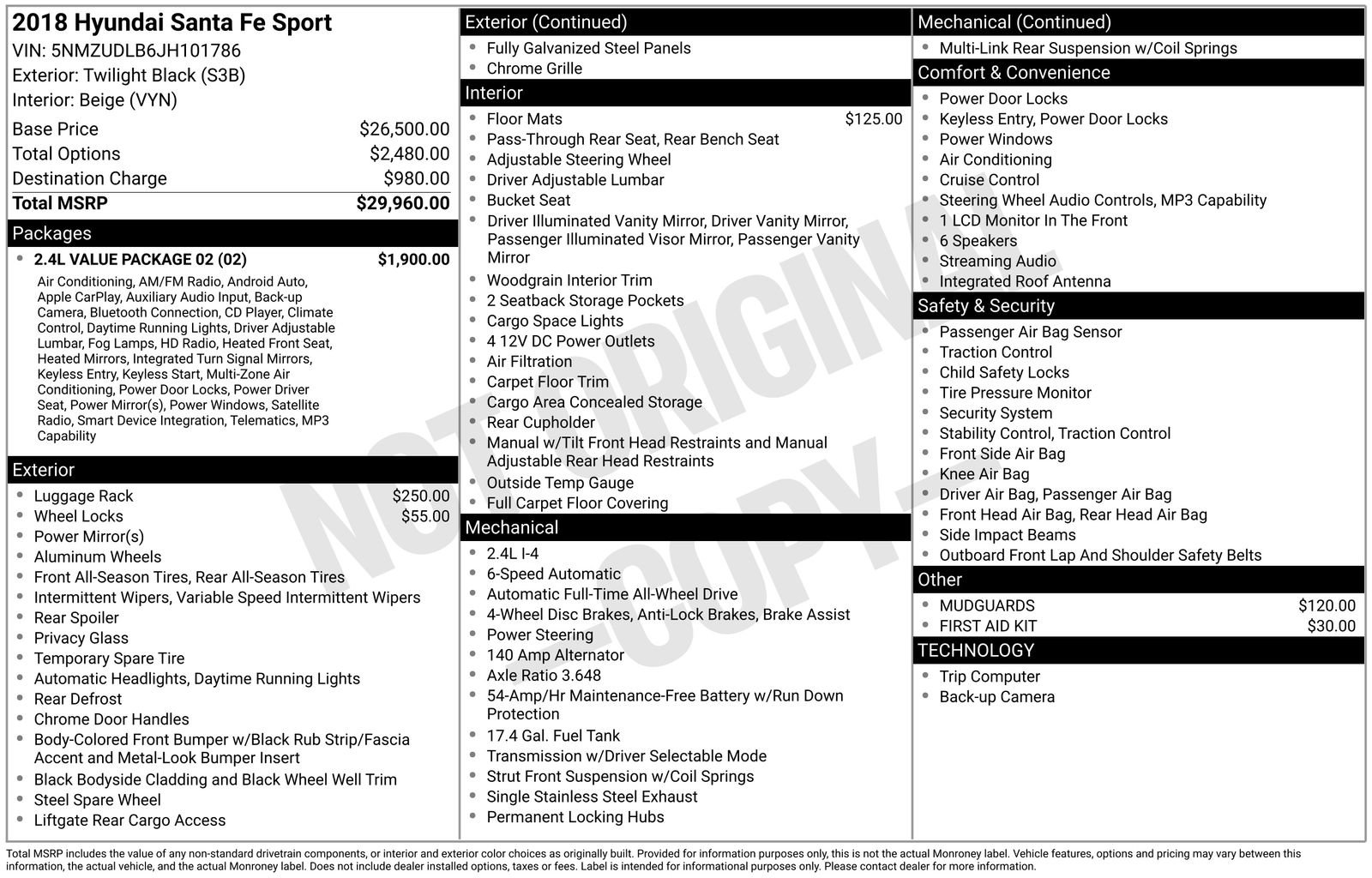 Used 2018 Hyundai Santa Fe Sport w/ 2.4L Value Package 02 AWD/4WD image 6