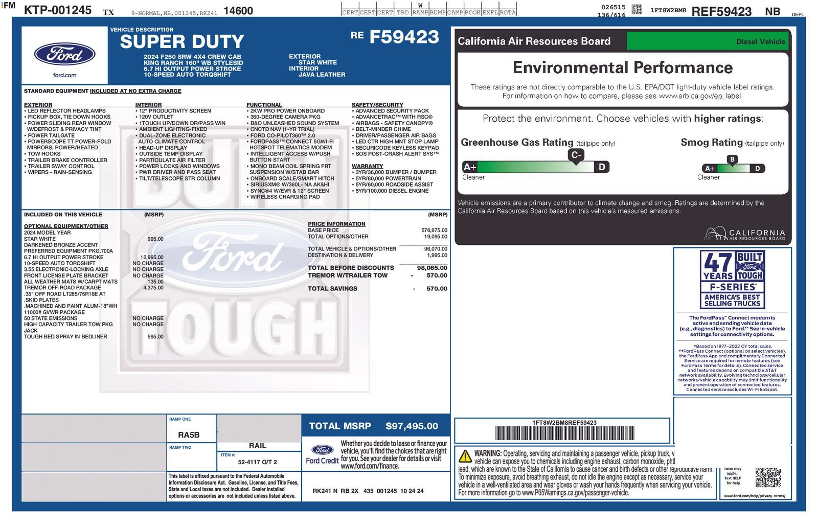 Used 2024 Ford F250 King Ranch w/ Tremor Off-Road Package AWD/4WD image 30