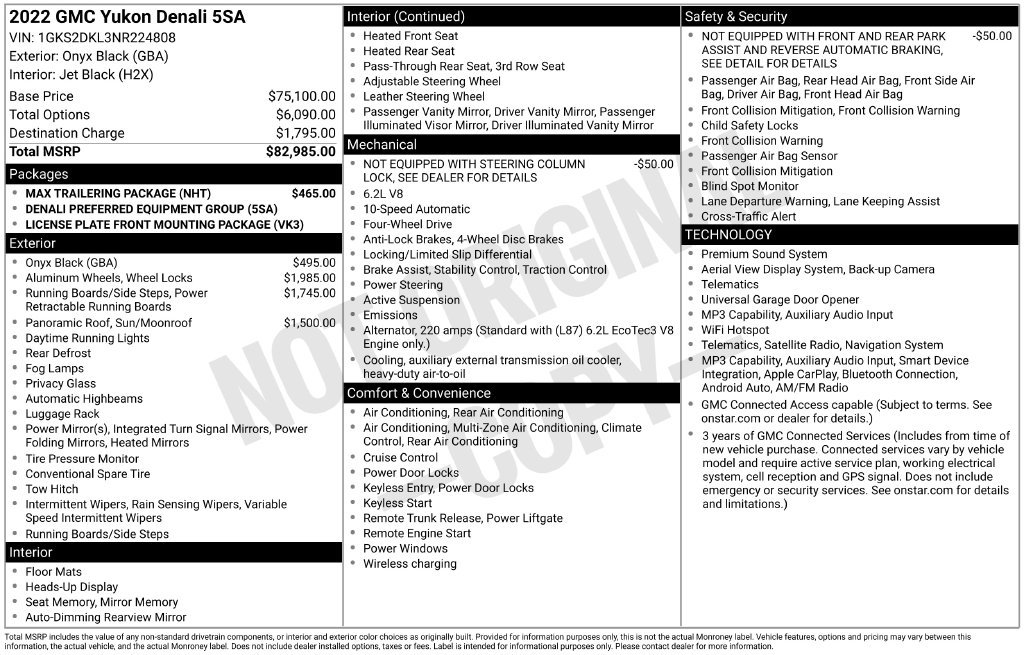 Used 2022 GMC Yukon Denali w/ Max Trailering Package AWD/4WD image 5