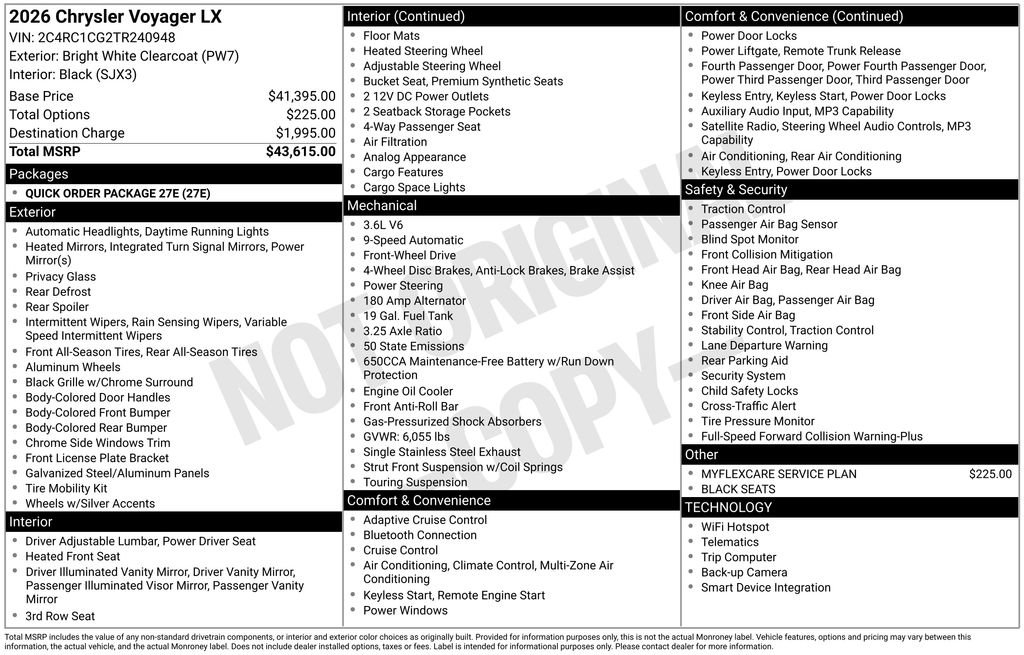 New 2026 Chrysler Voyager LX FWD image 7