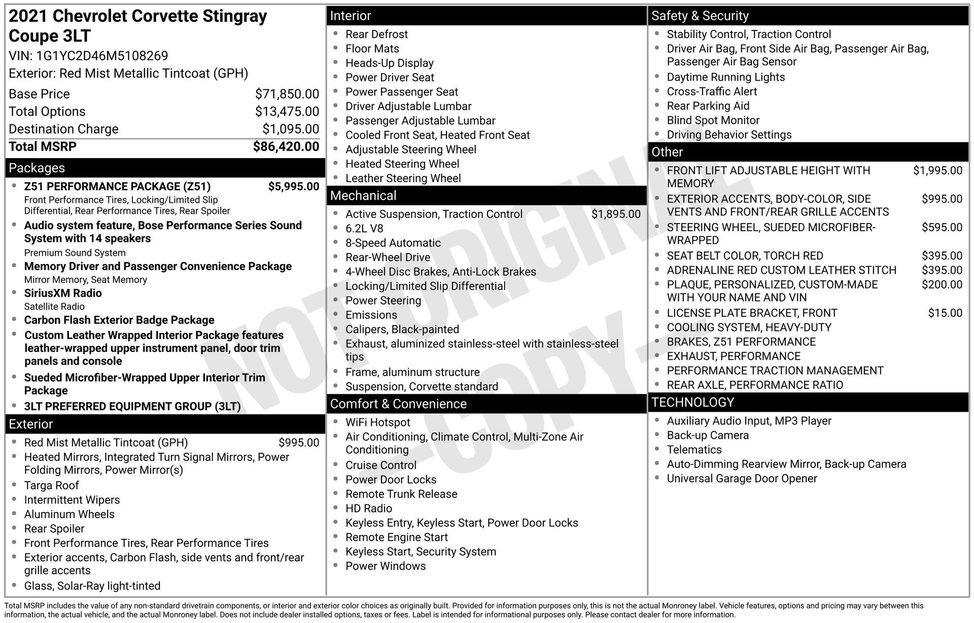 Used 2021 Chevrolet Corvette Stingray Premium Cpe w/ Z51 Performance Package RWD image 58