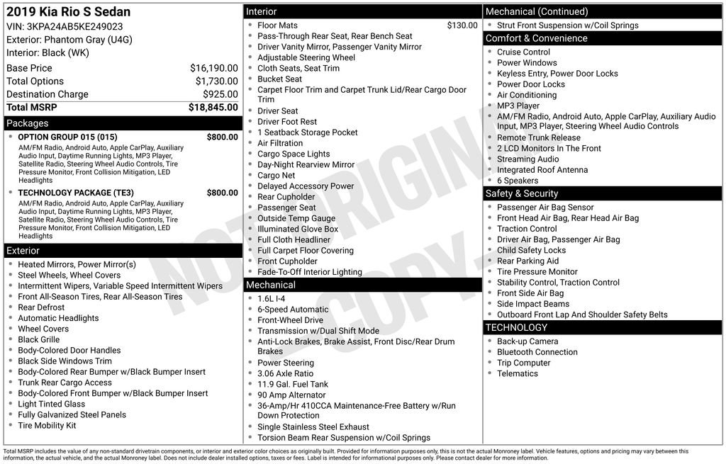 Used 2019 Kia Rio S w/ Technology Package image 5