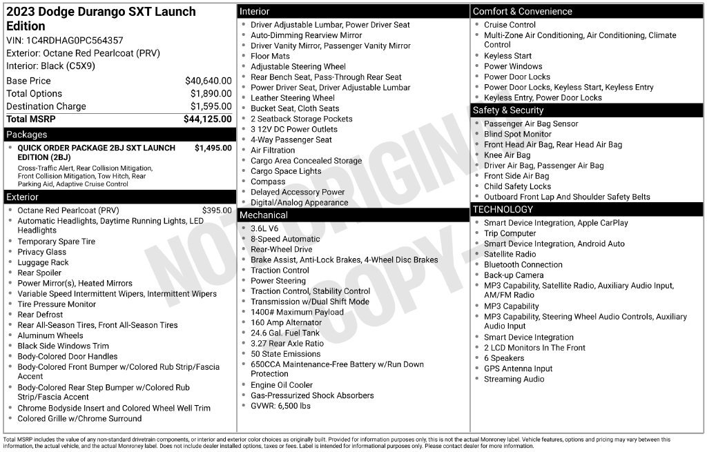 Used 2023 Dodge Durango SXT Launch Edition RWD image 6