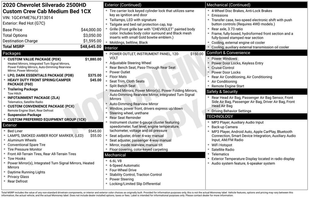 Used 2020 Chevrolet Silverado 2500 Custom w/ Custom Value Package AWD/4WD image 10