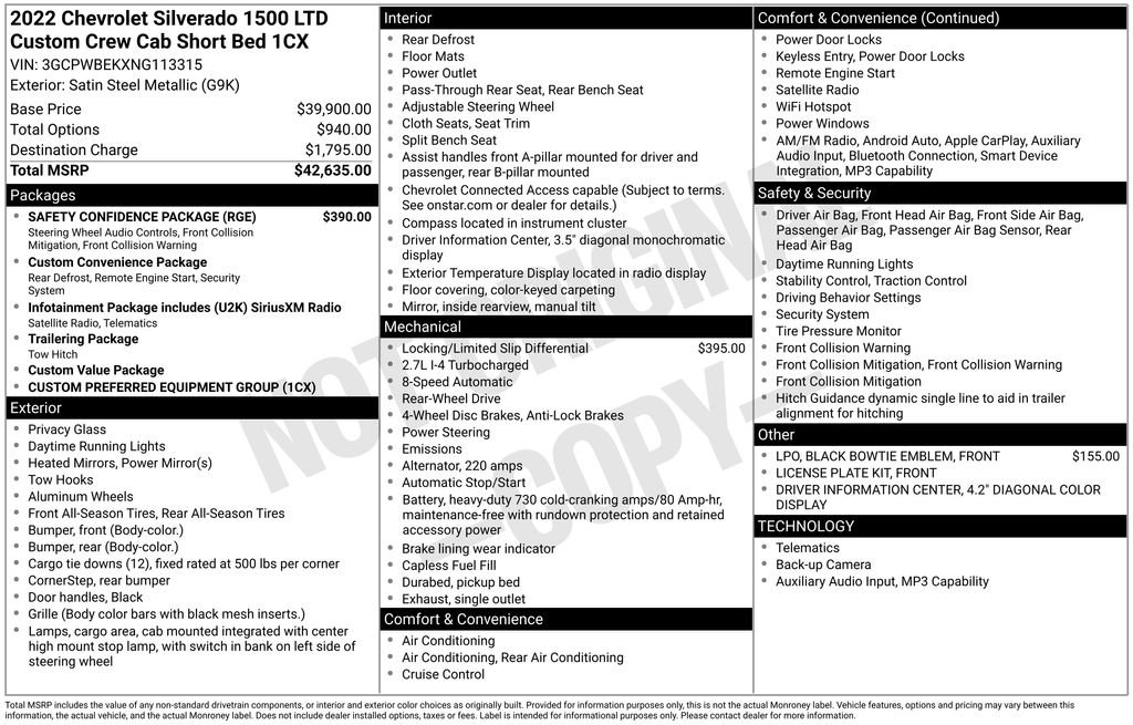 Used 2022 Chevrolet Silverado 1500 Custom w/ Safety Confidence Package image 6