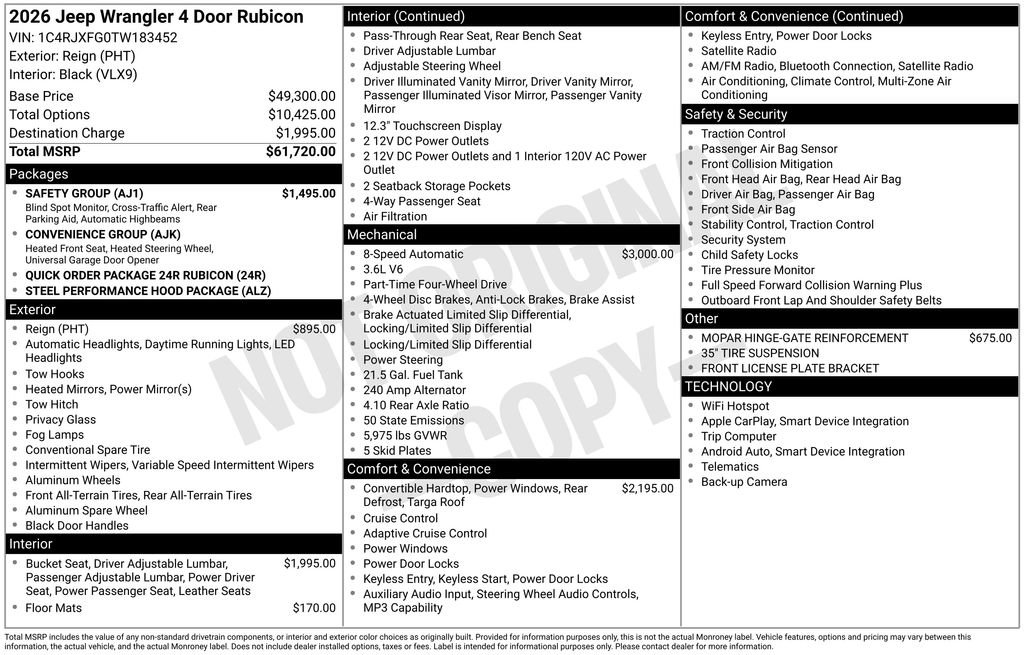 New 2026 Jeep Wrangler Rubicon w/ Safety Group image 31