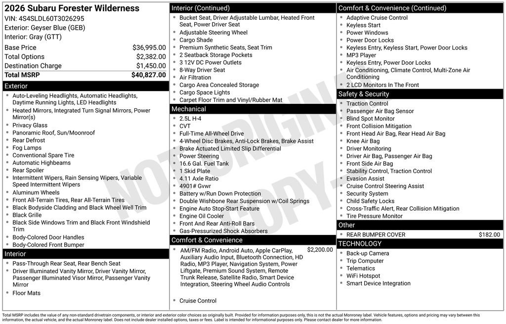 New 2026 Subaru Forester Wilderness AWD/4WD image 14
