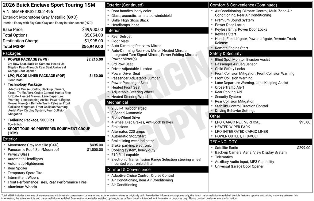 New 2026 Buick Enclave Sport Touring w/ Power Package FWD image 43