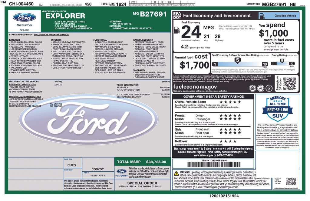 Certified 2021 Ford Explorer XLT w/ Equipment Group 202A RWD image 33