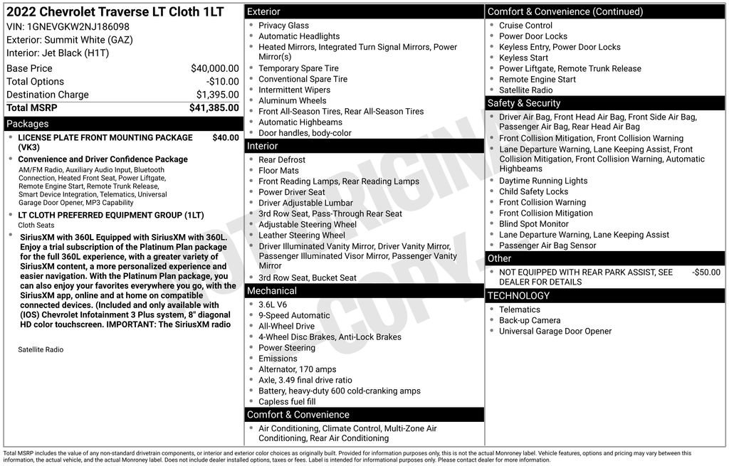 Used 2022 Chevrolet Traverse LT image 17