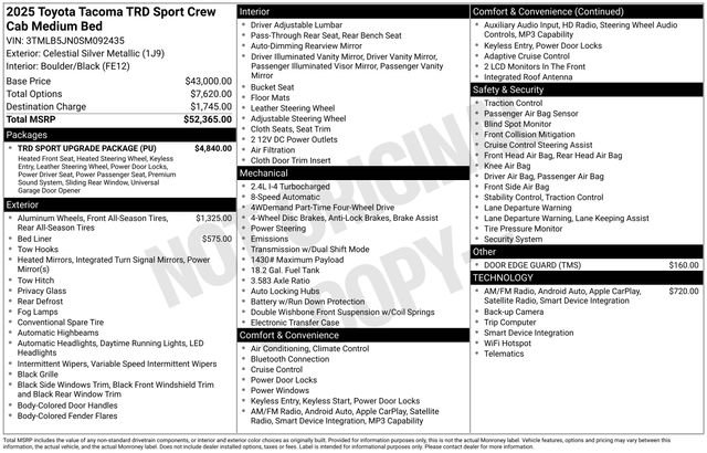 Used 2025 Toyota Tacoma TRD Sport w/ TRD Sport Upgrade Package AWD/4WD image 12