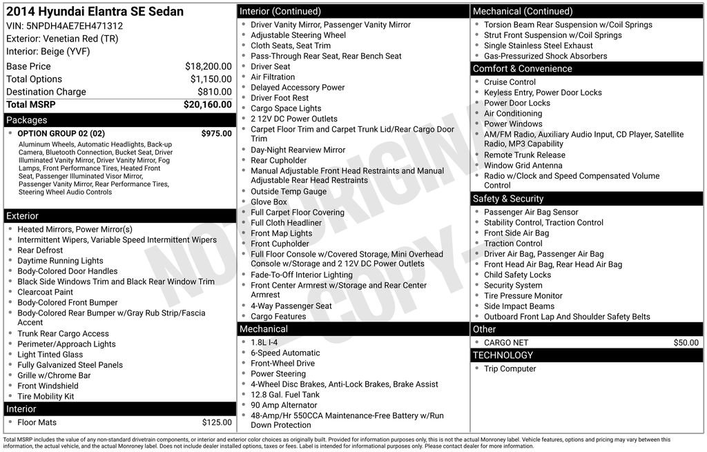 Used 2014 Hyundai Elantra SE w/ Option Group 02 image 6