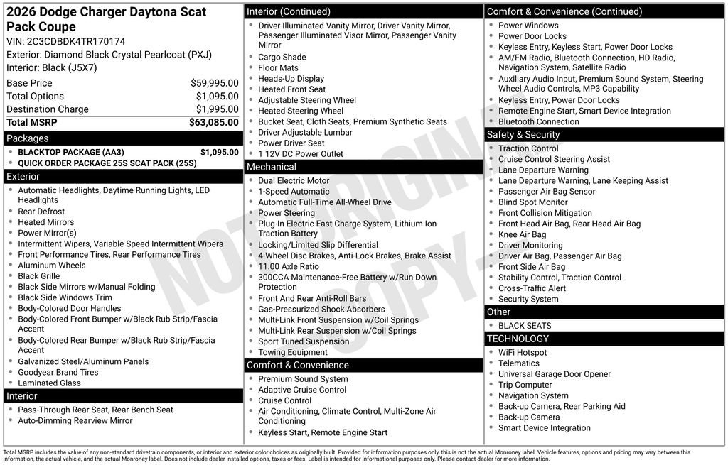New 2026 Dodge Charger Daytona Scat Pack w/ Blacktop Package AWD/4WD image 7