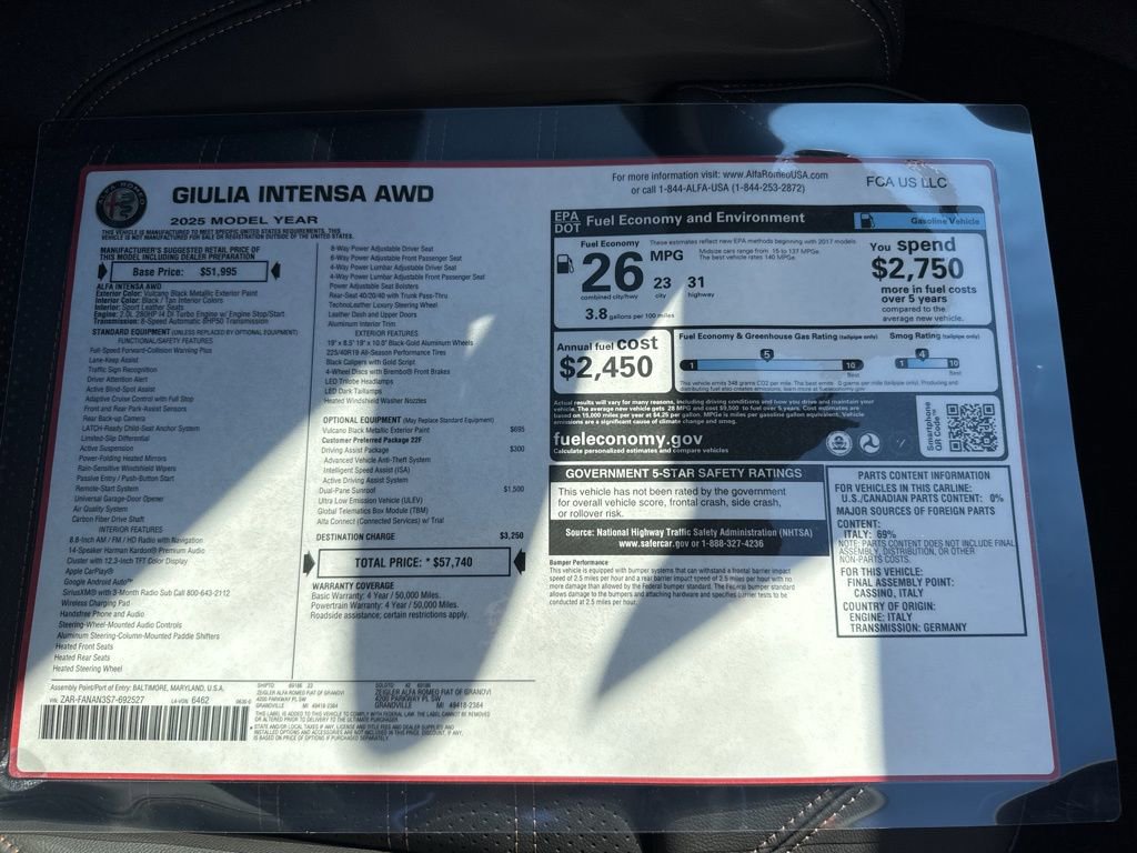 New 2025 Alfa Romeo Giulia AWD w/ Driving Assist Package image 25