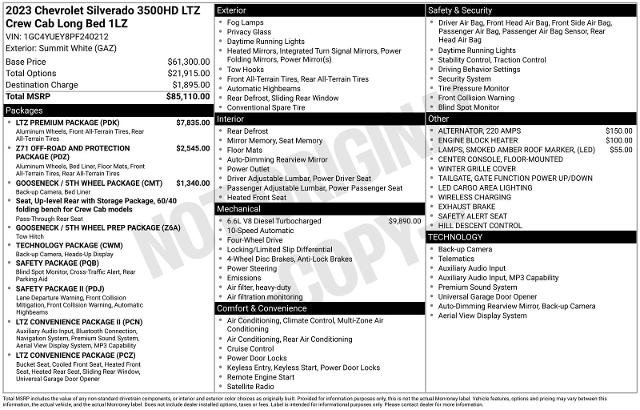 Used 2023 Chevrolet Silverado 3500 LTZ w/ LTZ Premium Package AWD/4WD image 15