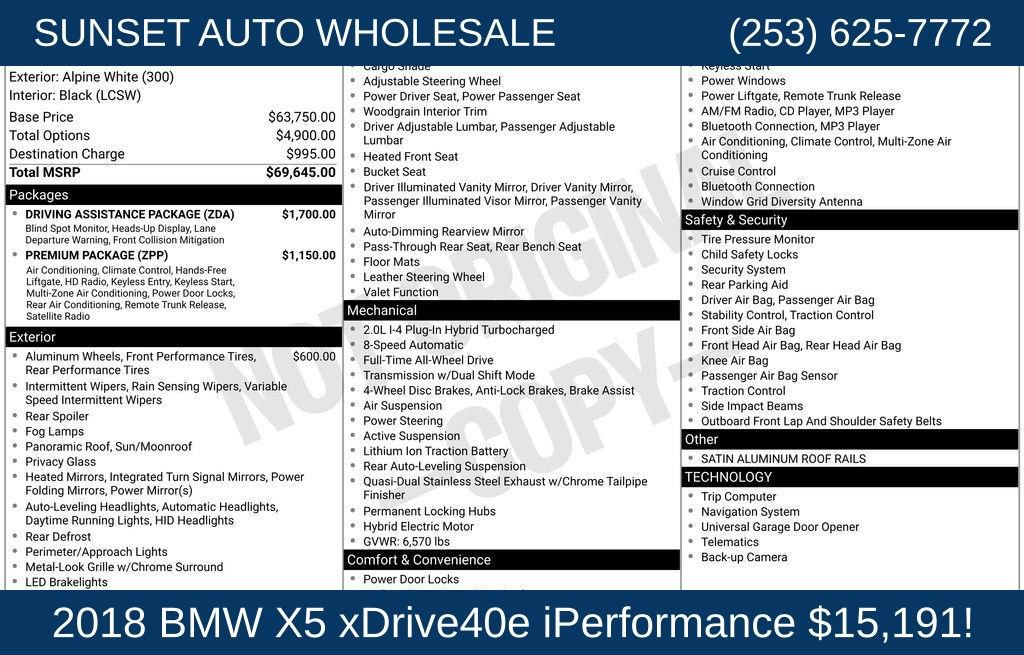 Used 2018 BMW X5 xDrive40e AWD/4WD image 45