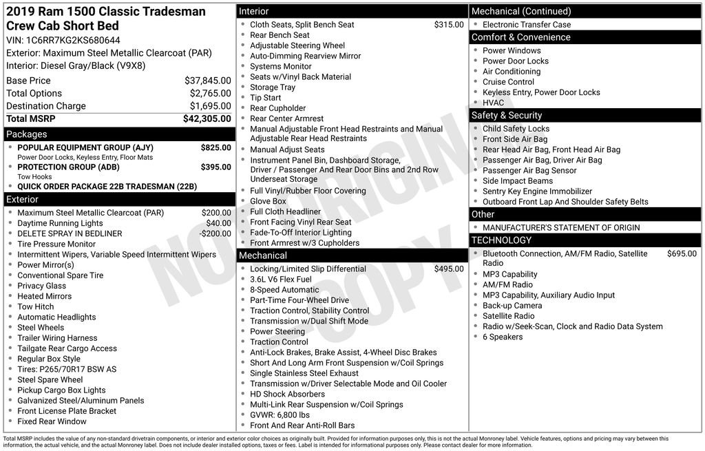 Used 2019 RAM 1500 Tradesman w/ Popular Equipment Group AWD/4WD image 14