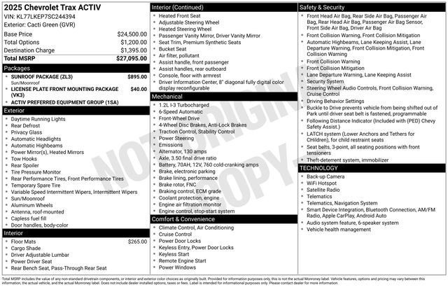 Used 2025 Chevrolet Trax ACTIV w/ Sunroof Package FWD image 32